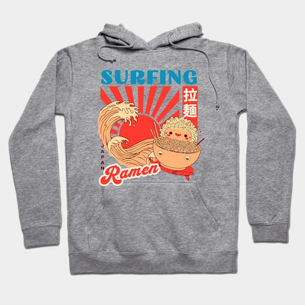 Surfing ramen retro grunge print tee Hoodie by the74